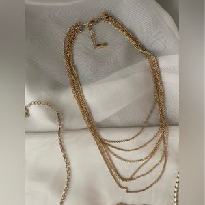 Six layered thin golden chain necklace (discounts on necklace bundles)